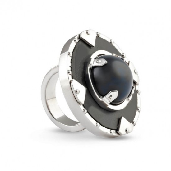 Кольцо Amarin Jewelry Folk Щит black cеребро 925, родий, черное дерево