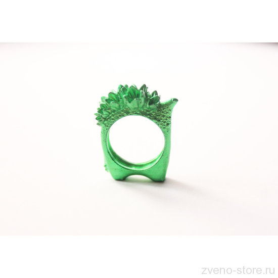 Кольцо SOF Стегозавр зеленый, латунь, нанокерамика