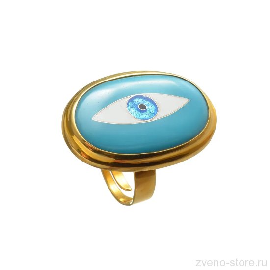 Кольцо Sofio Gongliashvili Голубое с глазом овальное, безразмерное