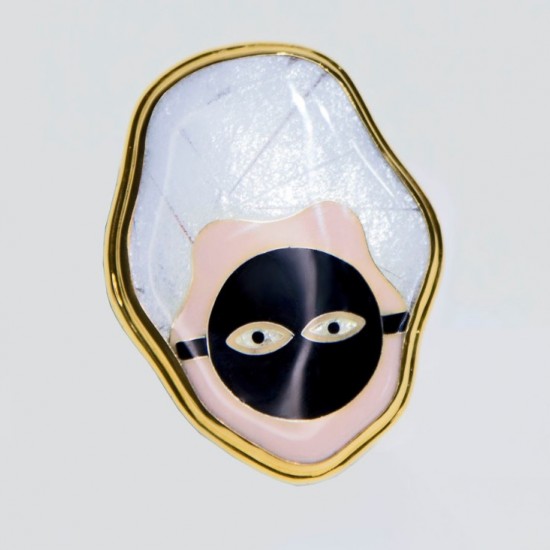 Кольцо Sofo Gonglishvili Лицо в маске. Бабушка серебро 925, эмаль