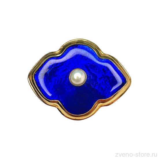 Кольцо безразмерное Sofio Gongliashvili  Синяя мозаика с жемчужиной