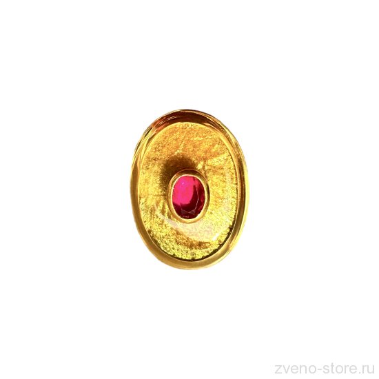 Кольцо безразмерное Sofio Gongliashvili горячая эмаль золотой овал с прямоугольным розовым камнем